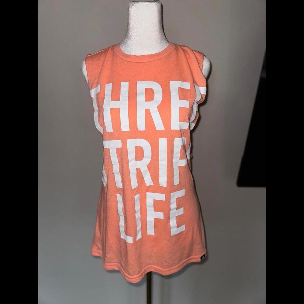 Adidas Three stripe life bright orange tank top